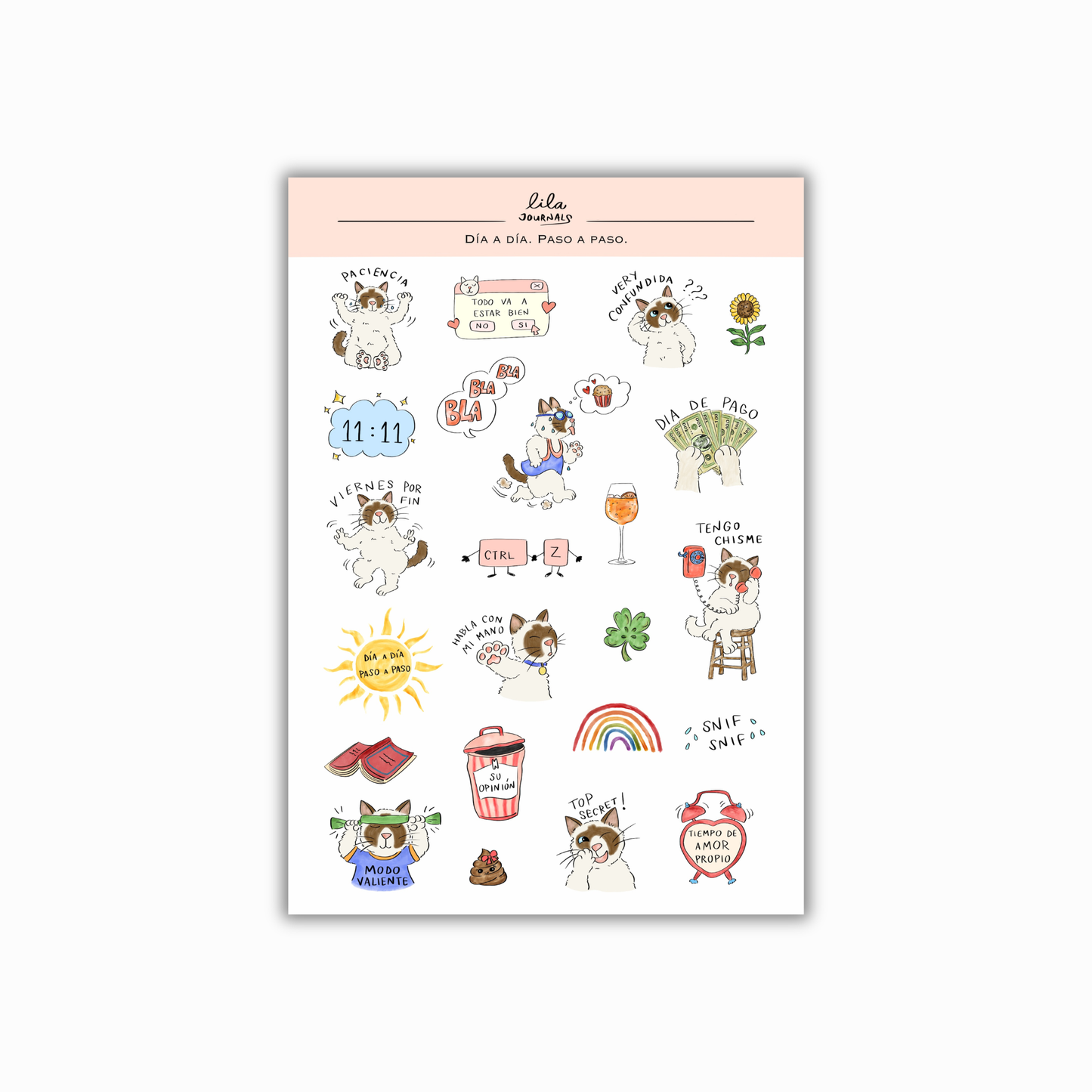 Lámina de stickers – DÍA A DÍA. PASO A PASO.